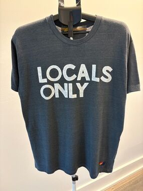 Aviator Nation Locals Only Graphic Tee ~ Charcoal with White Print ~ XL